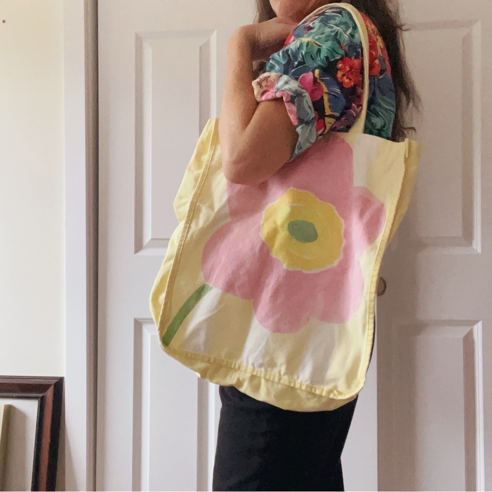 Vintage floral‎ canvas market bag tote